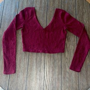Forever 21 Maroon Long Sleeve Crop Top